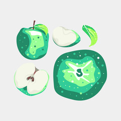 Pear and leaf collection fruit vector design