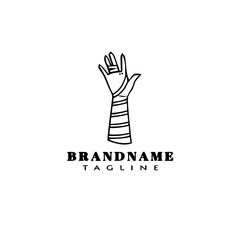 observant jewish tefillin hand cartoon logo icon design black isolated vector illustration