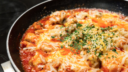 Korean spicy fire chicken with cheese