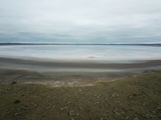Salt lake in desert lanscape