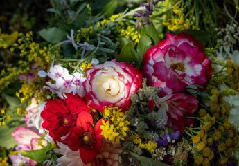 Traditional bouquet of flowers, herbs and fruits that are the symbol of summer