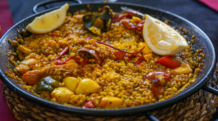 Arroz con Bogavante y Sepia o Calamar típico arroz de la provincia de Alicante en España