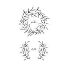 Set of vector hand drawn romantic wreaths and laurels. - 456808366