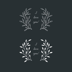 Set of vector hand drawn romantic wreaths and laurels.
- 456808387