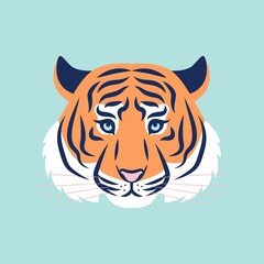 Tiger head vector trendy illustration. Logo, icon concept, print for year of the tiger 2022. 