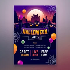 Tuinposter gradient halloween party vertical poster template vector design illustration © Pikisuperstar