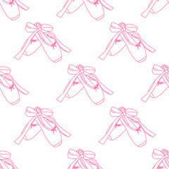 vector seamless pattern with the image of ballet pointe shoes