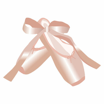vector image of ballet pointe shoes in pink tones