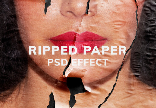 Woman with Ripped Paper Texture Effect