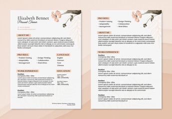 Feminine Pastel Resume Template in Floral Style