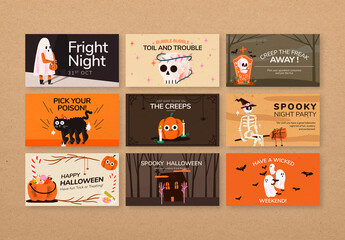 Cute Halloween Banner Template Set
