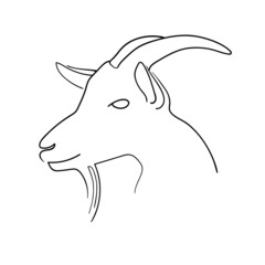 Monochrome Goat's head on white background