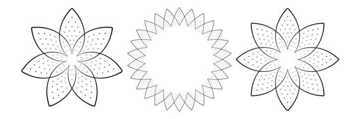 Abstract circle floral patterns set.