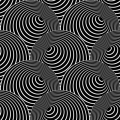 Nahtloses Op-Art-Muster im Fischschuppendesign mit 3D-Illusionseffekt.