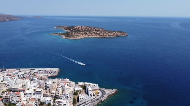 Morning view of Agios Nikolaos. Picturesque town of the island Crete, Greece. Image