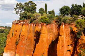 Famous red ochre cliffs of Roussillon, France