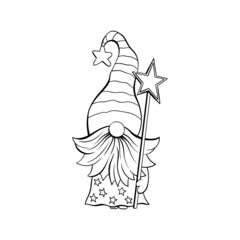 Night Gnome contour drawing illustration