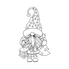 Gnome contour drawing illustration