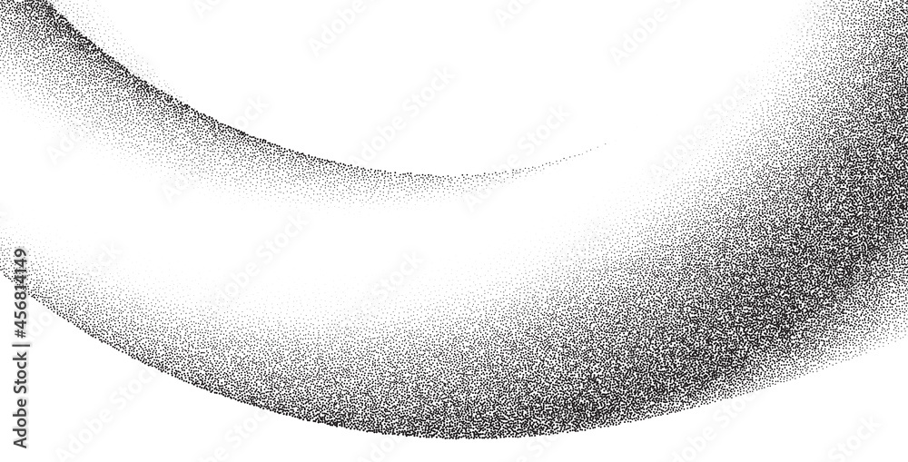 Wall mural dotwork swoosh pattern vector background. black grunge noise stipple dots wave. sand grain effect. b