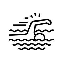 swimming sport line icon vector. swimming sport sign. isolated contour symbol black illustration