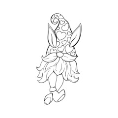 Easter Gnome contour drawing illustration
