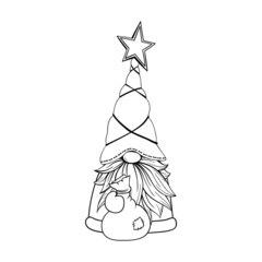 Gnome contour drawing illustration