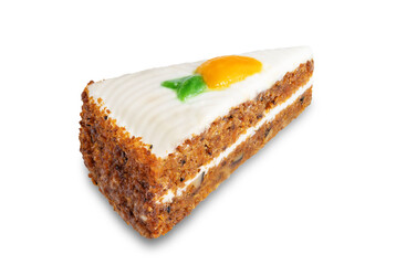 Carrot cake with cream cheese filling on a white isolated background