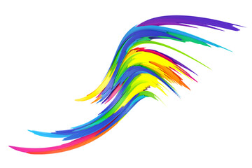Fototapeta premium Multicolored abstract twisted brush stroke. Bright curl, artistic spiral. 3D rendering image