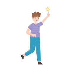 happy boy celebrating