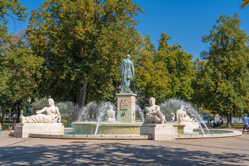 Colmar, France - 09 06 2021: Bruat fountain by Bartholdi