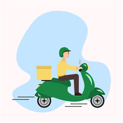 illustration of a delivery service with a courier on a scooter