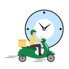 illustration of a delivery service with a courier on a scooter