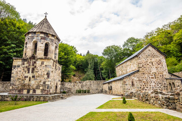 Fototapeta na wymiar Mtsvane Monastery and bell tower near Batumi Georgia pilgrimage destination nobody