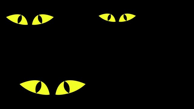Weird scary cartoon halloween cat eyes hd animation footage