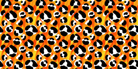 Seamless abstract wild exotic animal print.Leopard, zebra,gepard, tiger striped pattern. Hand drawn trendy repeating watercolor blotted background texture.
