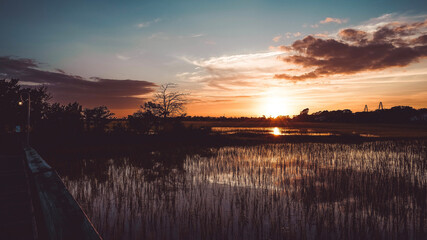 sunset over the river