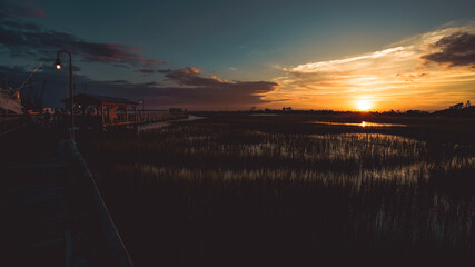 sunset over the lake