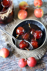 Homemade mini apple jam. Paradise apple jam.