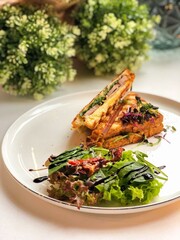 Hot sandwich on a plate