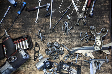 Bolts and nuts ready to go back into engine bay.