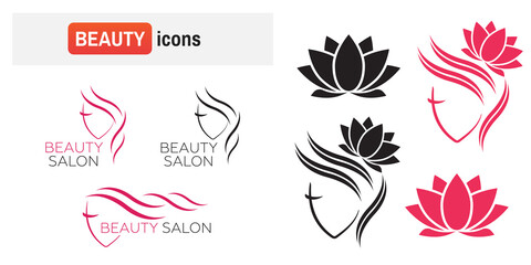 Beautiful woman vector logo template for hair salon, beauty salon, cosmetic. Beautiful woman vector