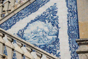 Old azulejo tiles at the garden of the Estoi palace