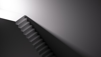 3d rendering, minimalist architectural background with steps and stairs. Geometric wallpaper