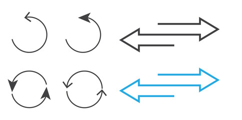 Page turn or back arrow flat vector set