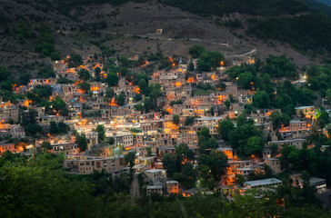 Masuleh at sunset , also Romanized as Masoleh and Masouleh is a village in the Sardar e Jangal...