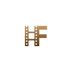 Letter F with film strip icon logo design template