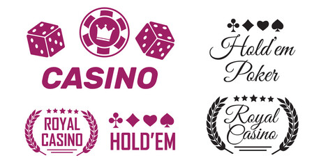 Poker club and casino vector sign set