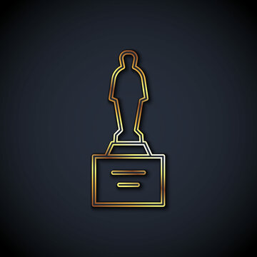 recommend clip art: Gold line Movie trophy icon isolated on black background. Academy award icon. Films and cinema symbol. Vector