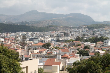 Fototapeta na wymiar Beautiful view of the city and mountains in Greece, on the island of Crete