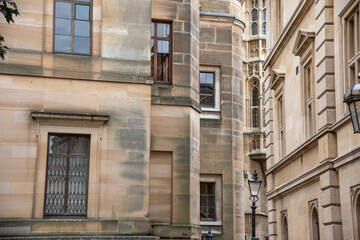 Streets of Cambridge packed with old historical buildings.